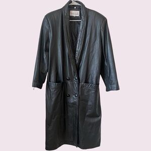 Black Leather Women's Coat
